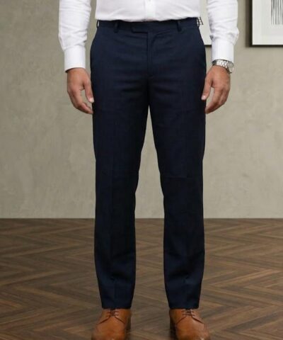 Navy Blue Premium 4-Way Stretch Poly-Lycra Bootcut Trousers