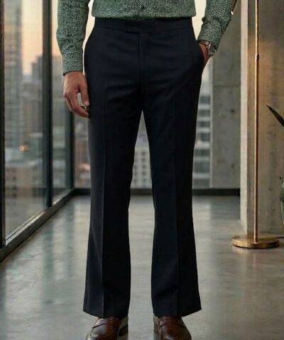 Premium Poly-Lycra 4-Way Stretch Formal Trouser Fabric Bootcut– Midnight Black