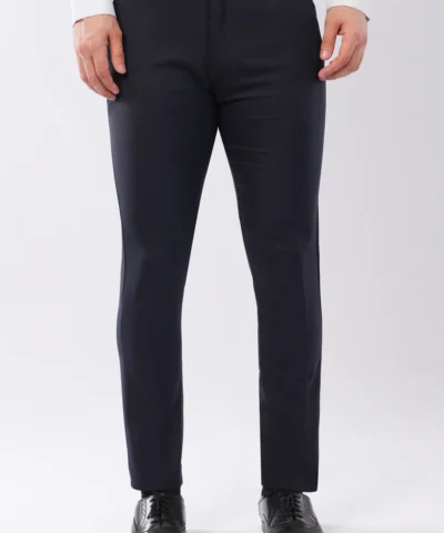 Men Slub Lycra Formal Pant – Navy Blue | Exclusive Fit