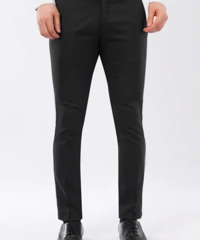 Men Slub Lycra Formal Pant – Black | Exclusive Fit