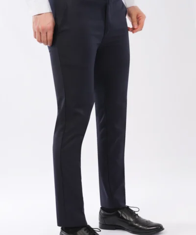 RetroWave Penta Lycra Formal Trousers for Men | Navy Blue Formal Pants
