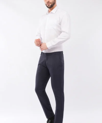 Men Peacock Lycra Formal Pant – Navy Blue | Exclusive Fit
