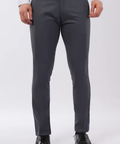 Men Peacock Lycra Formal Pant – Charcoal Blue | Exclusive Fit
