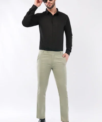 RetroWave Penta Lycra Formal Trousers for Men | Pista Green Formal Pants
