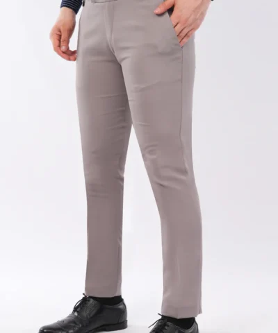 Men Slub Lycra Formal Pant – Grey | Exclusive Fit