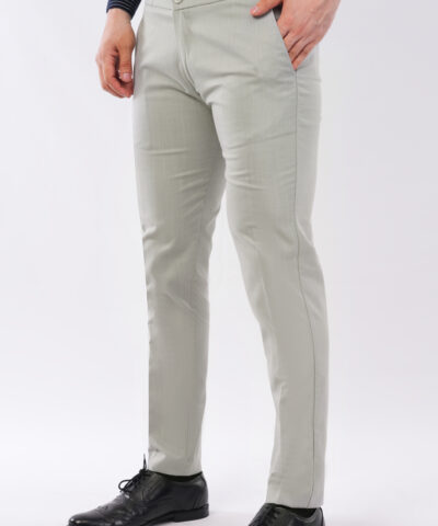 Men Linen Elastic Belt Formal Pant – Dark Grey